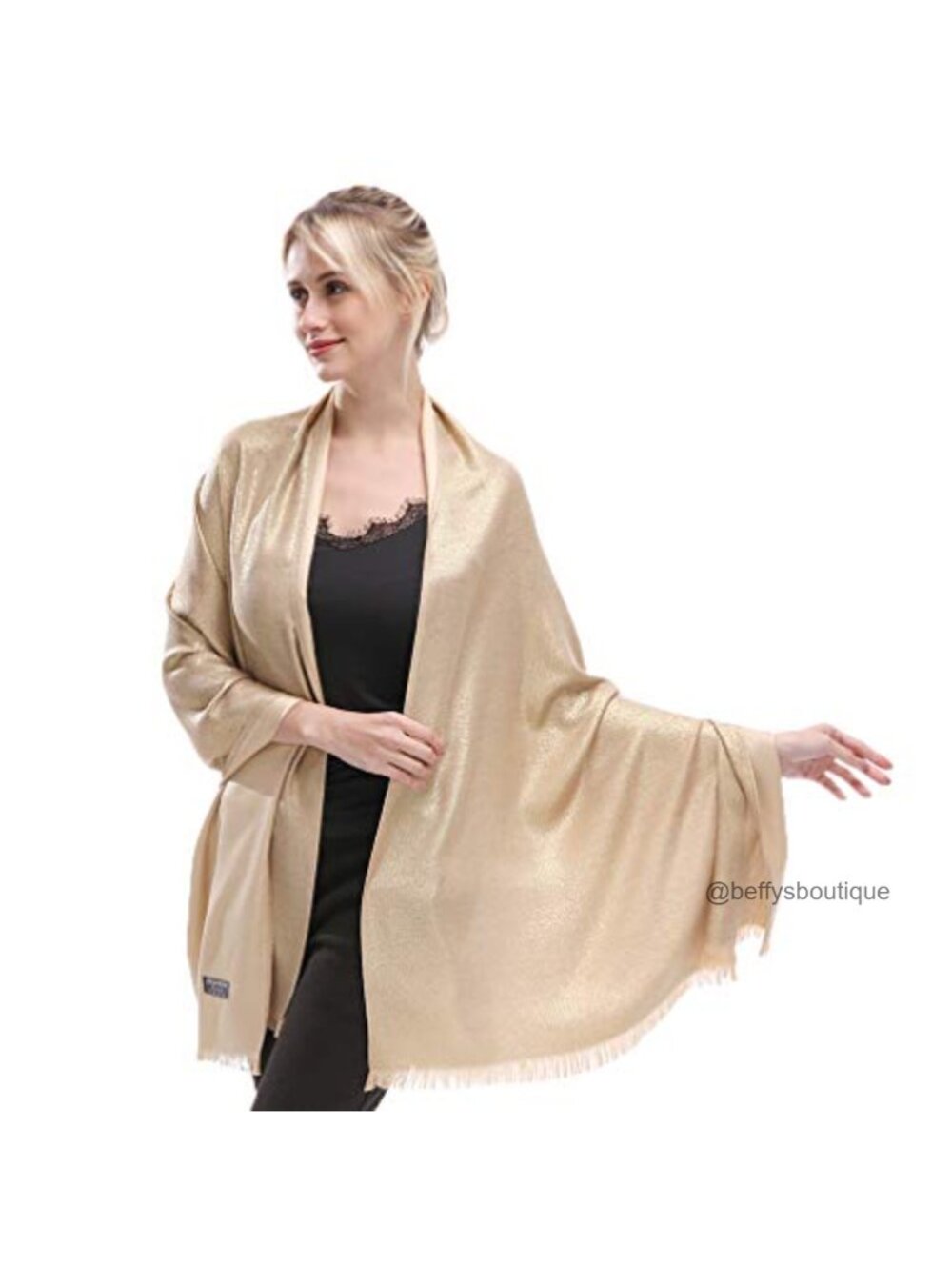 Metallic Sparkling Soft Pashmina Shawl Wrap Scarf Formal Evening